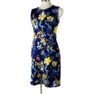 Lands' End Size 4P Blue Floral Sheath Dress
